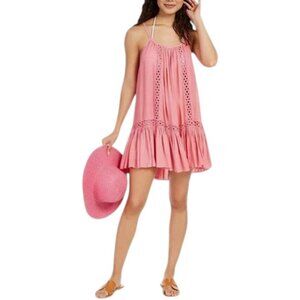 NWT Raviya Pink Crochet Lace Swim Cover-Up Dress Size M